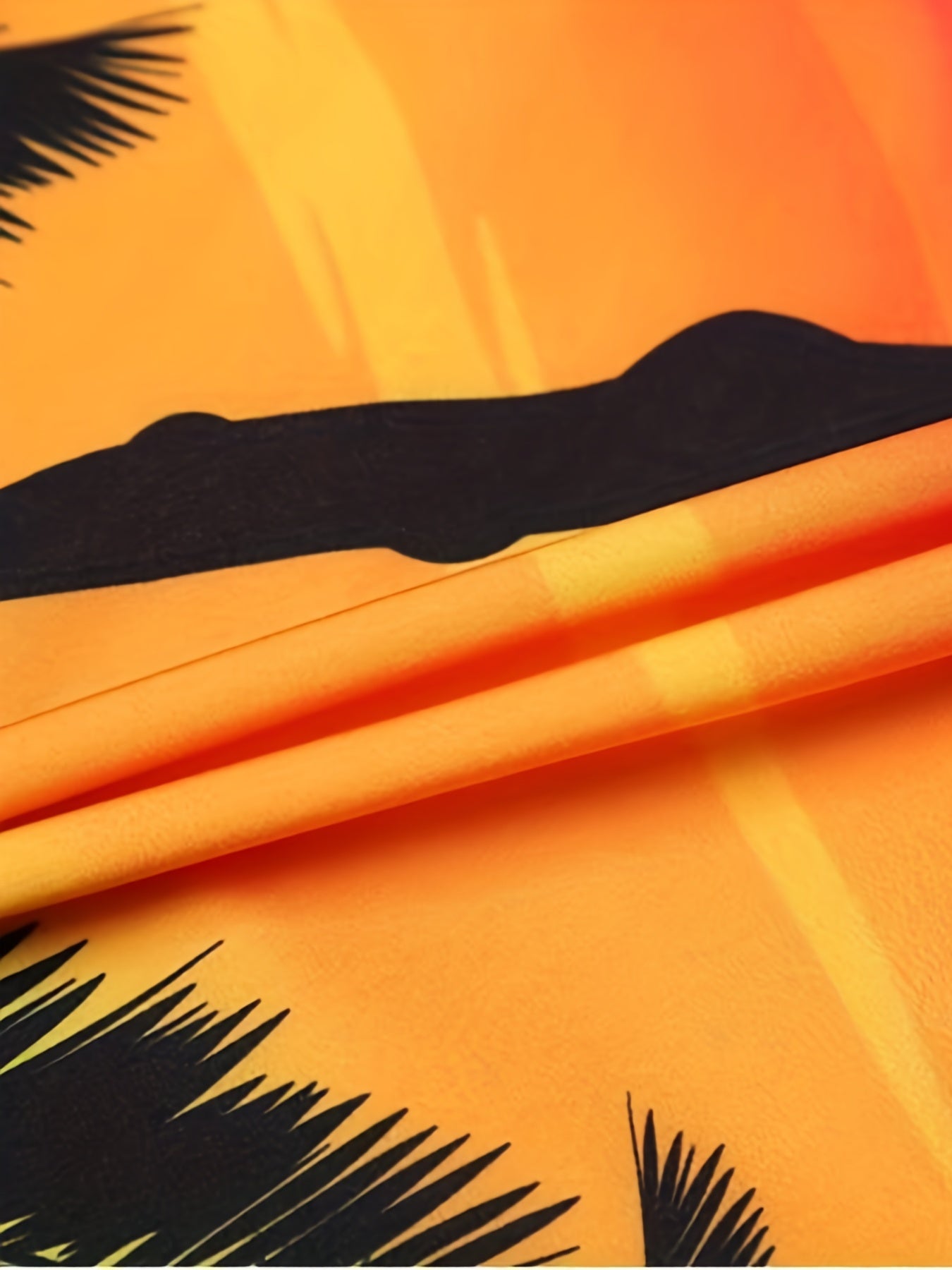 Quick Drying Comfortable Breathable Gradient Palm Tree At Dawn Seaside Drawstring Swim Trunks, Men's Board Shorts Swimwear For Summer Vacation Resort Beach Pool