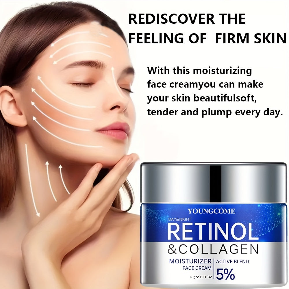 YOUNGCOME Retinol & Collagen Firming Cream and Hydrating Serum Set - 50ml Each, Alcohol-Free for All Skin Types, Smooths Wrinkles & Boosts Elasticity