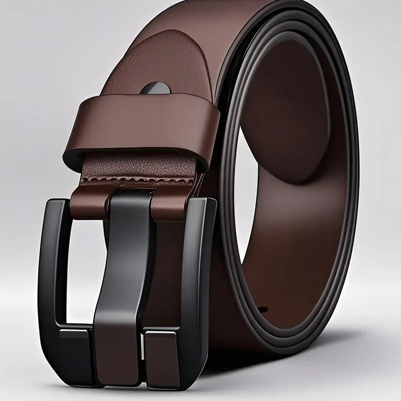 Men'S Genuine Leather Belt with Alloy Buckle - Heavy-Duty, Sweat-Resistant, Formal & Casual Belt for Big Waist - All-Season Everyday & Special Occasion Belt - Durable Metal Buckle Closure - Ideal for Jeans, Dresses, Business