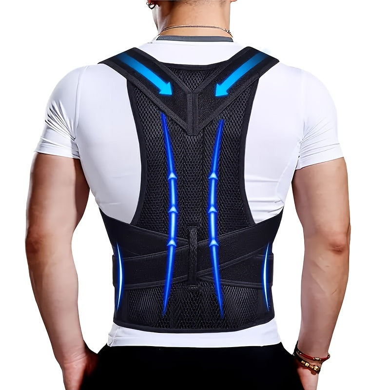1 Adjustable Back Support for Men & Women | Upper and Lower Back Stabilization with Waist Stability, Breathable Mesh Design | Casual Posture Corrector