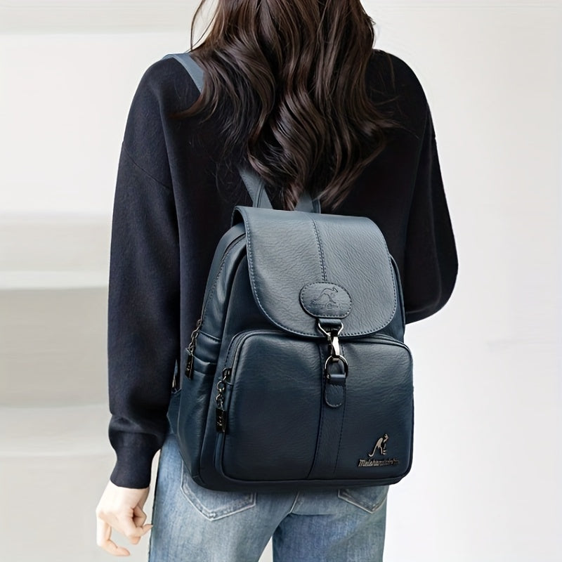 Women'S Genuine Leather Backpack - Vintage Backpack with Zipper Closure, Adjustable Shoulder Straps & Front flap pocket - Elegant Everyday & Formal Bag in, Brown, - Durable Polyester Lining for Women, Versatile Carryall, Clas