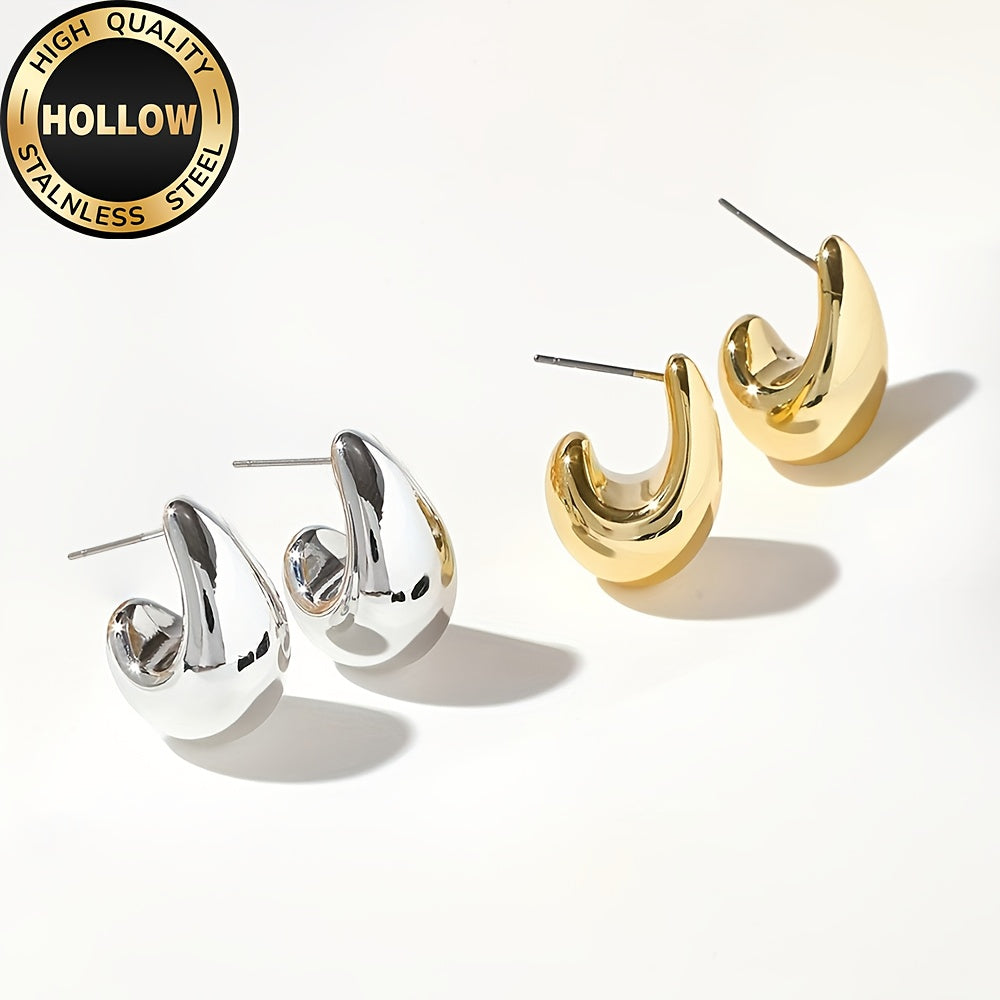 High-Quality Hollow Stainless Steel Hypoallergenic Golden Water Drop Earrings, Anti-Fade, Comfortable And Versatile, Simple And Elegant, Fashionable Women'S Earrings And Jewelry Accessories for Daily Wear Or Parties, Are Exqu