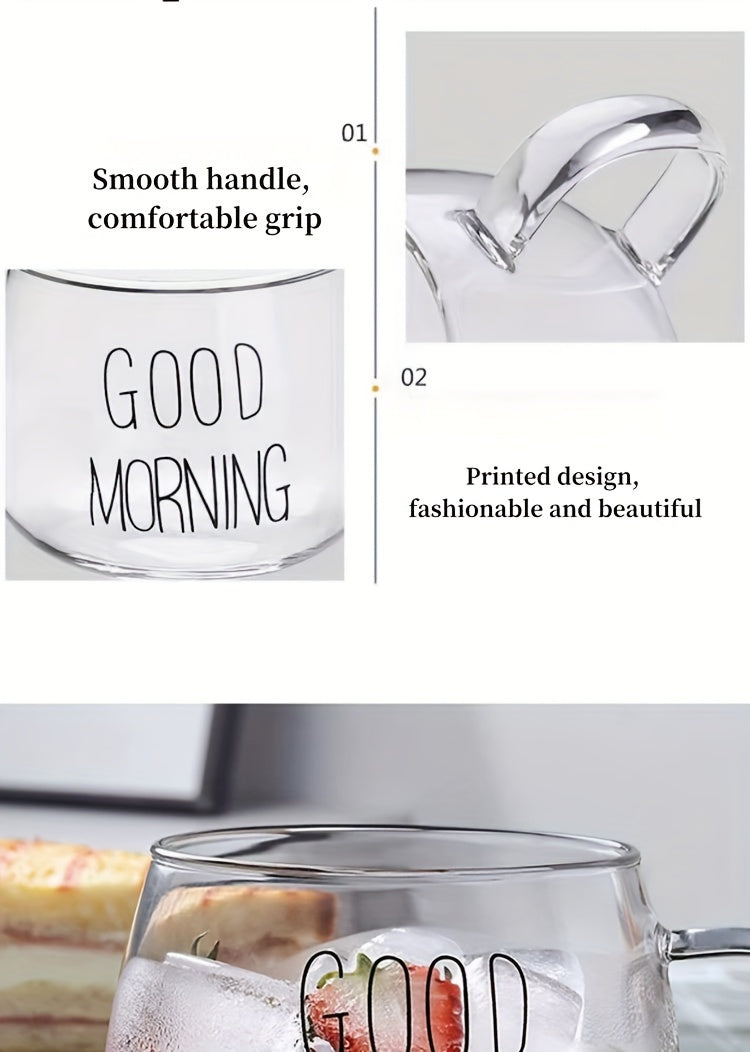1pc, Good Morning Breakfast Milk Oatmeal Cup, High Borosilicate Glass Mug, Large Capacity Glass Cup, 400ml/13.6oz