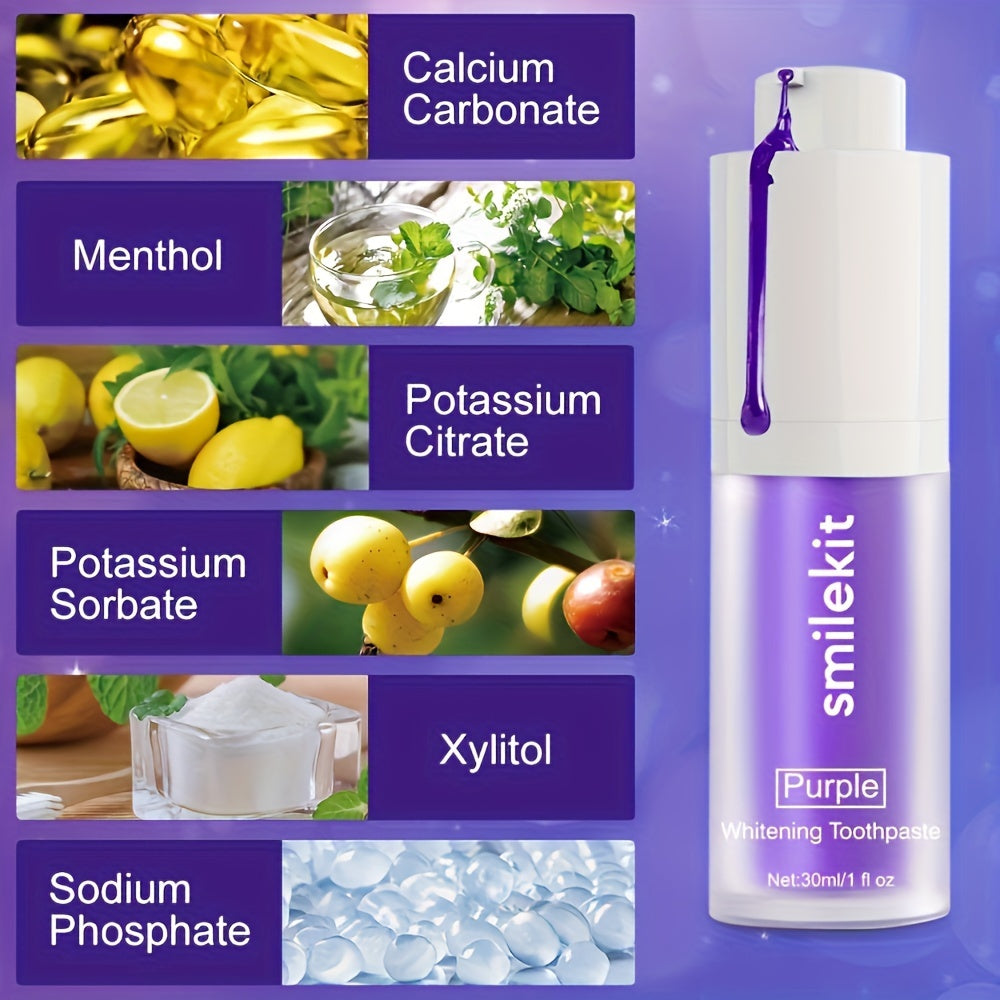 Minty Fresh Purple Whitening Toothpaste - Deep Clean, Gentle on Gums, Freshens Breath, Portable for Travel & Home Use