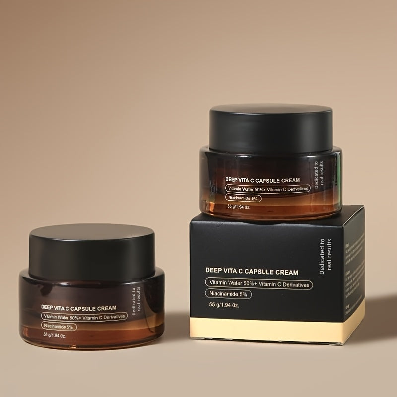 Vitamin C Capsule Cream, Facial Moisturizer | Lightweight Hydrating Cream with PDRN & Retinol for Uneven Light Beige and Radiance | Korean Skincare 1.94oz