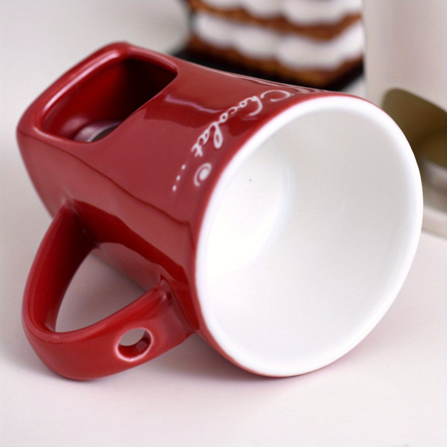 TFS Chocolate Fondue Mug - Ceramic, Reusable, Hand-Wash Only, Multipurpose Hot Chocolate & Fondue Pot with Whisk, Ideal for Cheese, Caramel, Butter, Hot Chocolate Making | Whisked Drinkware | Durable Drinkware