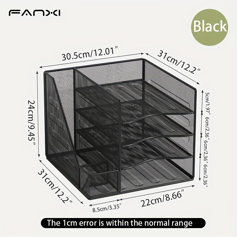 Iron Paper Organizer, Letter Tray, Document Data Bookend, Desk File Organizer, for Office, Home or School