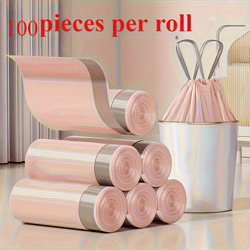 500pcs Thickened Pink Drawstring Trash Bags - Large Size, Portable and Durable, Suitable for Kitchen, Bathroom, Bedroom and Living Room Home Storage | Stylish Design with Drawstring Closure