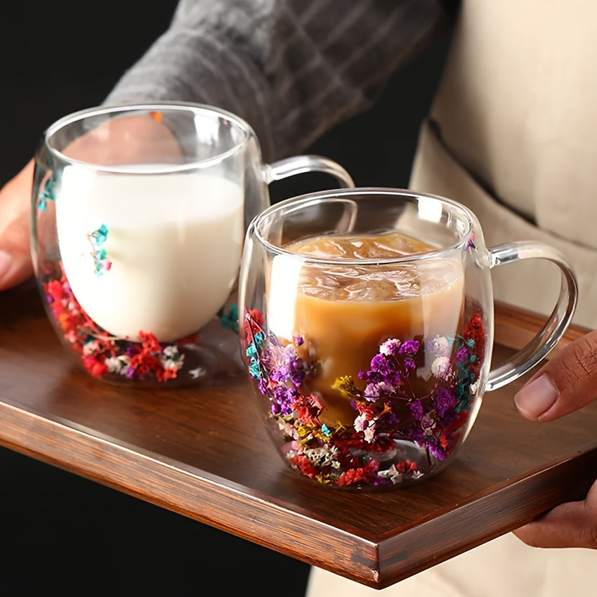 350ml, Double-layer Glass Coffee Mug, Clear Water Cup For Cappuccino Tea Espresso Latte, Hot Beverages Glasses, Birthday Gift For Women Her
