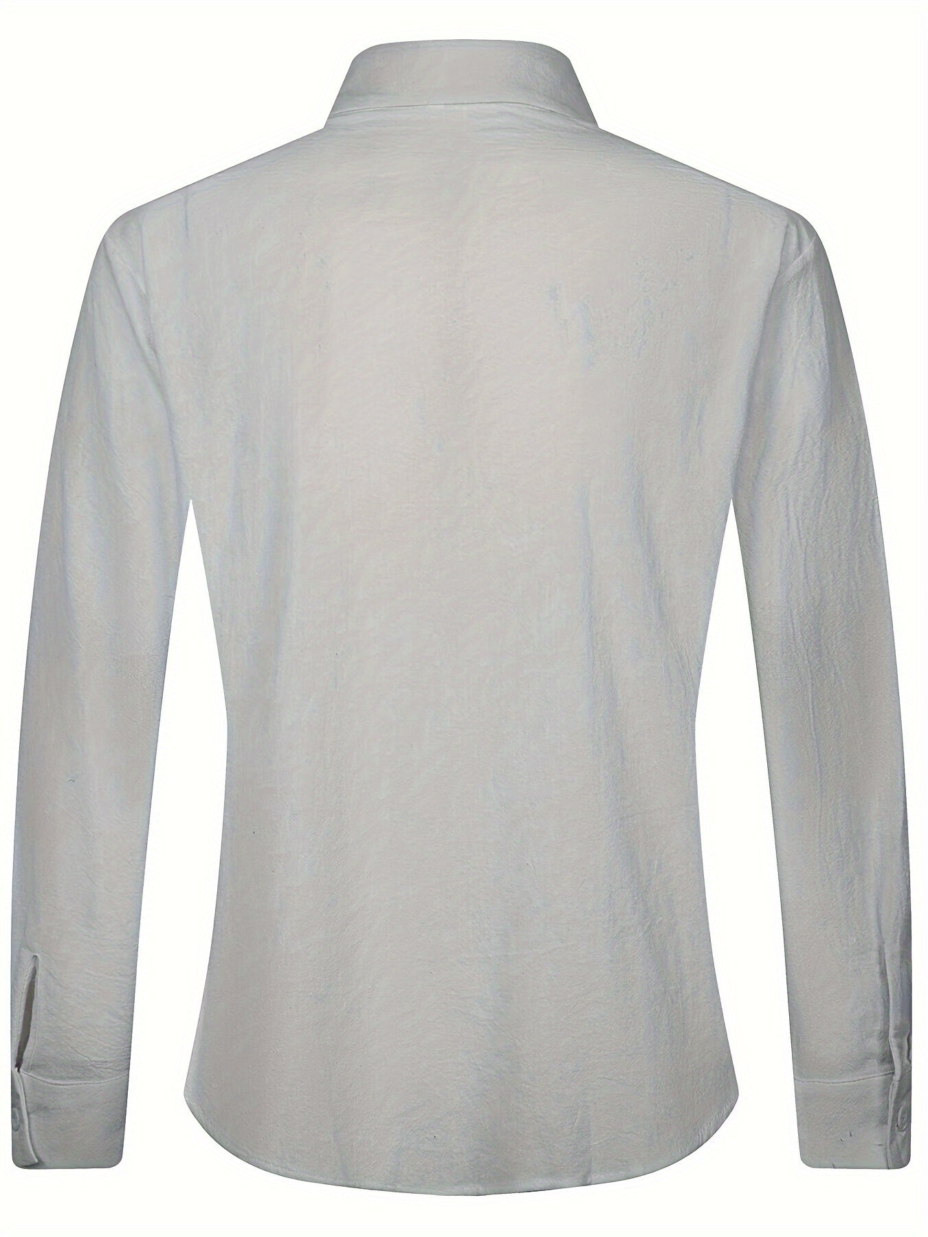 Solid Color Men's Cotton Long Sleeve Button Up Shirt, Men's Spring Fall Lapel Top