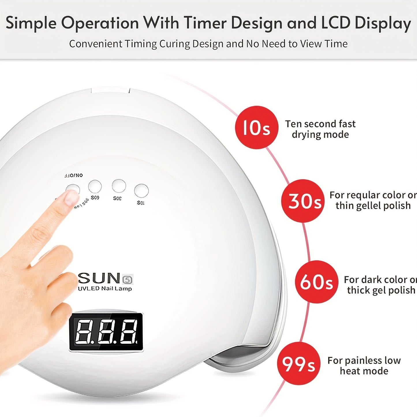 LED Nail Dryer, Gel Nail Polish Curing UV Light, With 4 Timers Auto-Sensing LCD Display Nail Tools, Quick Drying Nail Lamp, Portable Nail Dryer (white)