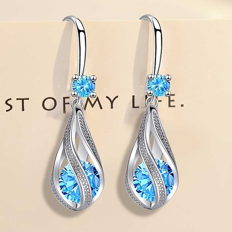 Delicate Teardrop Zirconia Earrings Floral Spiral Earrings Jewelry For Women 1Pair