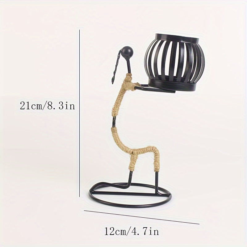 1pc Retro Iron Man Candle Holder, Creative Western Restaurant Candle Holder, Romantic Table Decoration Home Decor,Candle Holder,centerpiece,New Iron Art Candle Holder, Creative Hollow Candle Cup Table Candlelight, Western Can