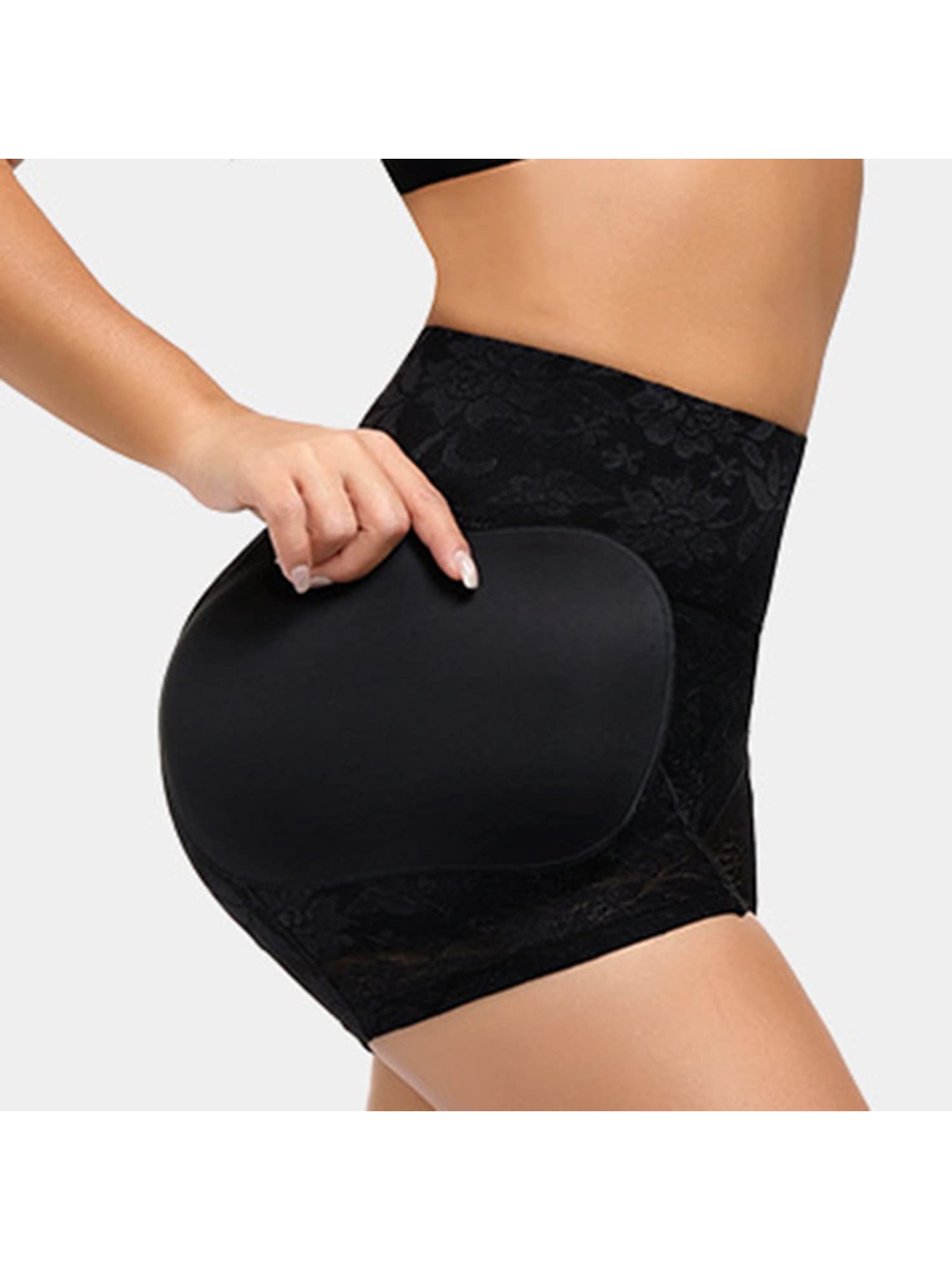 Women's High- Leg-Shaping Tights with Detachable Padding & Lift Design - Double-Layered Anti-Slip Leg Opening, Breathable Sheer Panel & Ruffled Leg - Post-Surgery/Non-Surgery Use, Tummy Control Body Shaping Panties - Machine