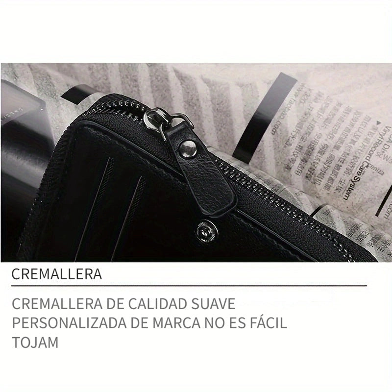 1pc Men's Short Multi-Card Slots Three-fold Zipper Coin Pocket Wallet Fashion Thin Card Bag Give Gifts To Men On Valentine's Day