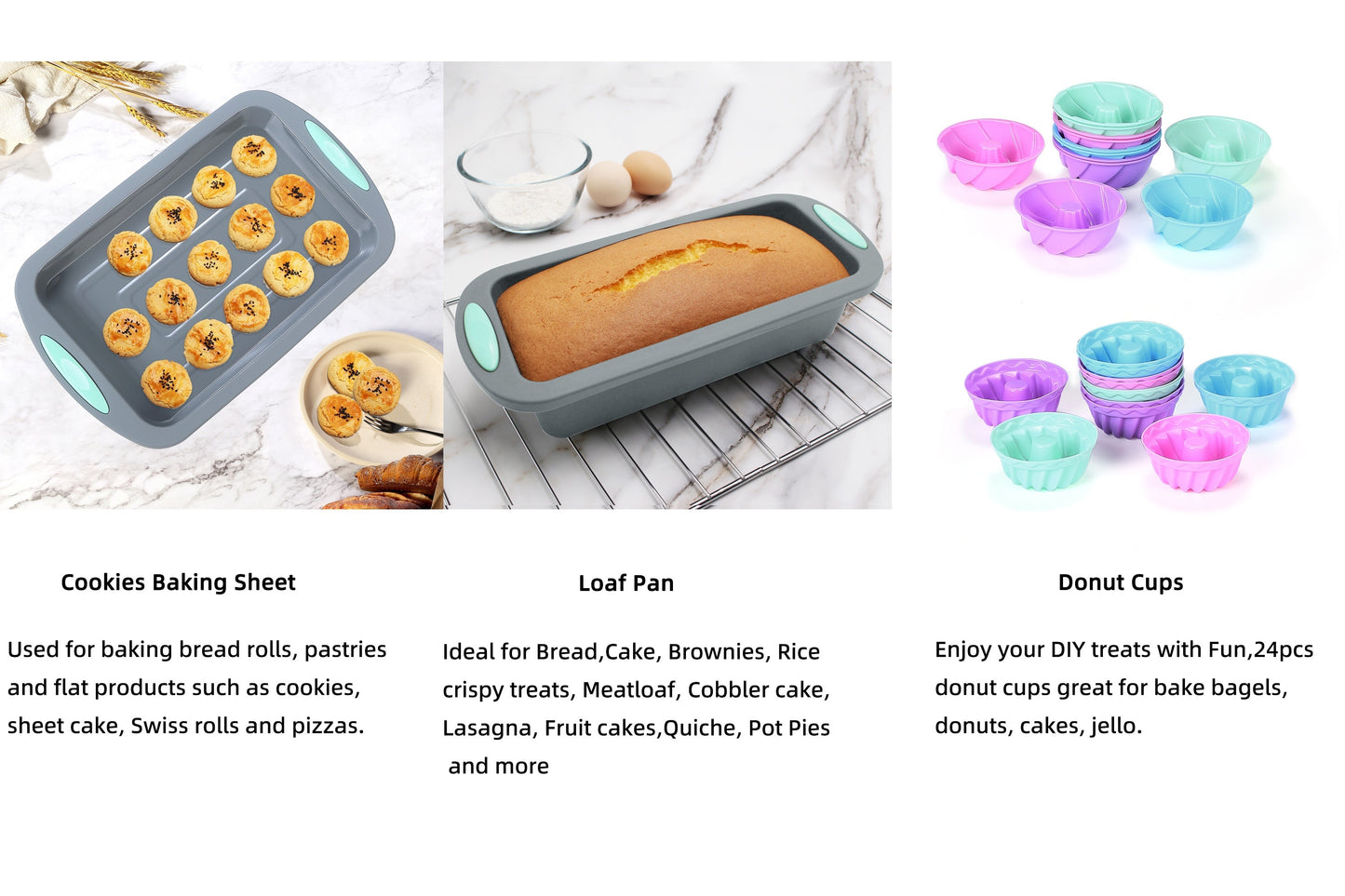 45pcs/set, Silicone Baking Set, Nonstick Bakeware Set Baking Cookie Sheets Cake Muffin Bread Pan, Loaf Pan, Cake Pan, Pizza Pan, Mini Cupcake Mold, Bundt Pan, Charlotte Cake Pan, Measuring Cup And Spoon, Baking Tools