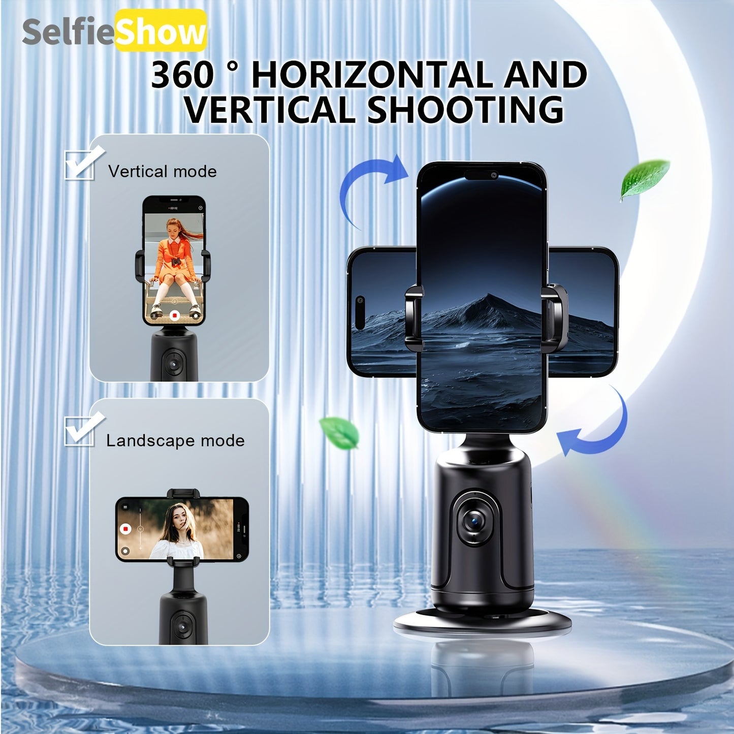 Compact 360° Auto Face Tracking Tripod & Selfie Stick - USB Rechargeable, Fast & Accurate for Vlogging, Live Streaming | Portable Smartphone Holder with Powerful Motor, Rotation, and App Control