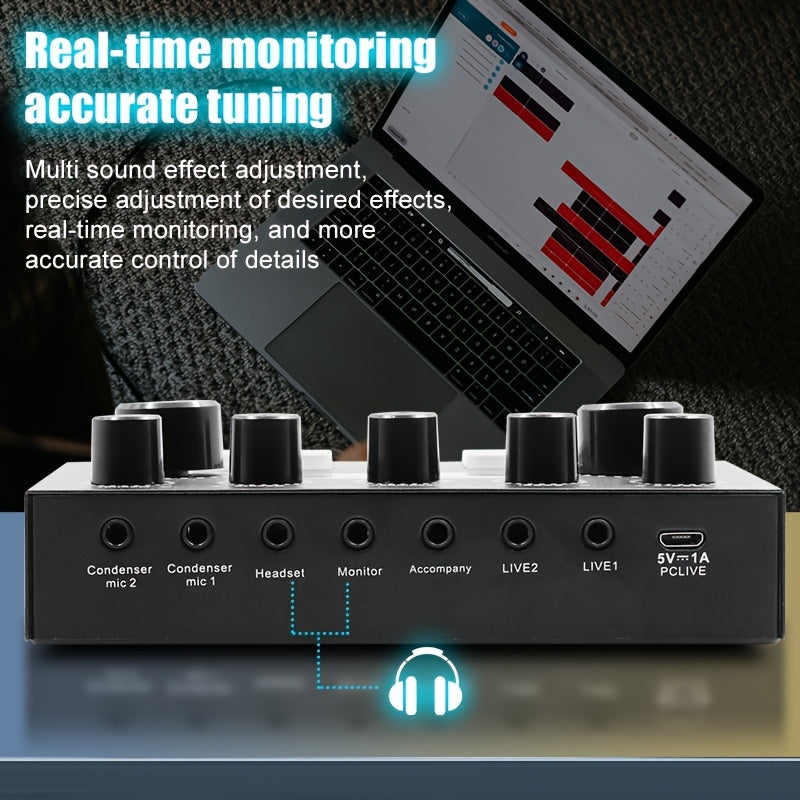 Podcast equipment package, V8s audio interface, two microphones, desktop version, wired microphone, with integrated live sound card and BM800 condenser microphone, podcast microphone, very suitable for recording, broadcasting