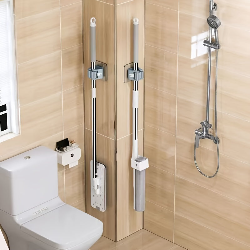 3pcs Mop Broom Holder Hook, Wall-mounted Broom Clip, Self-adhesive Mop Broom Rack, Detachable Waterproof And Non-slip Practical Hook, Suitable Storage And Organizer For Home, Bathroom, Kitchen, Garden And Garage