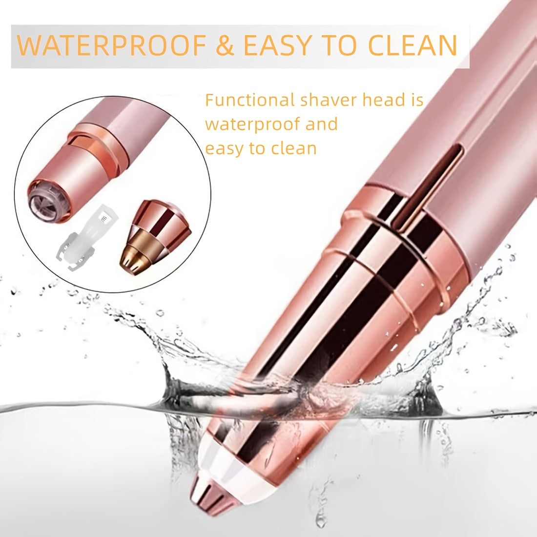 Eyebrow Hair Remover For Lip Nose Facial Hair Removal, USB Rechargeable Painless Precision Portable Electric Eyebrow Trimmer Pen With LED Light, Safe Eyebrow Shaver Razor Tool For Men And Women (Rose Golden) Father's Day Gift