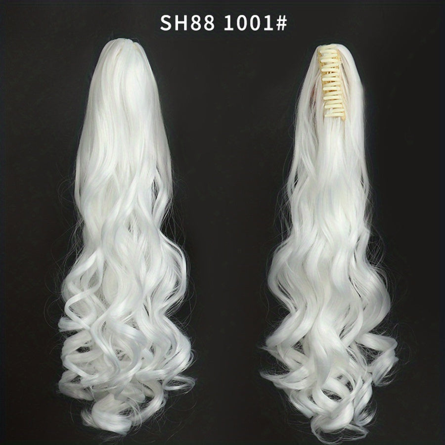 Long Wavy Ponytail Extensions - 55.88 cm Claw Clip In Synthetic Hair Piece For Women - Add Volume And Style To Your Hair Halloween Christmas