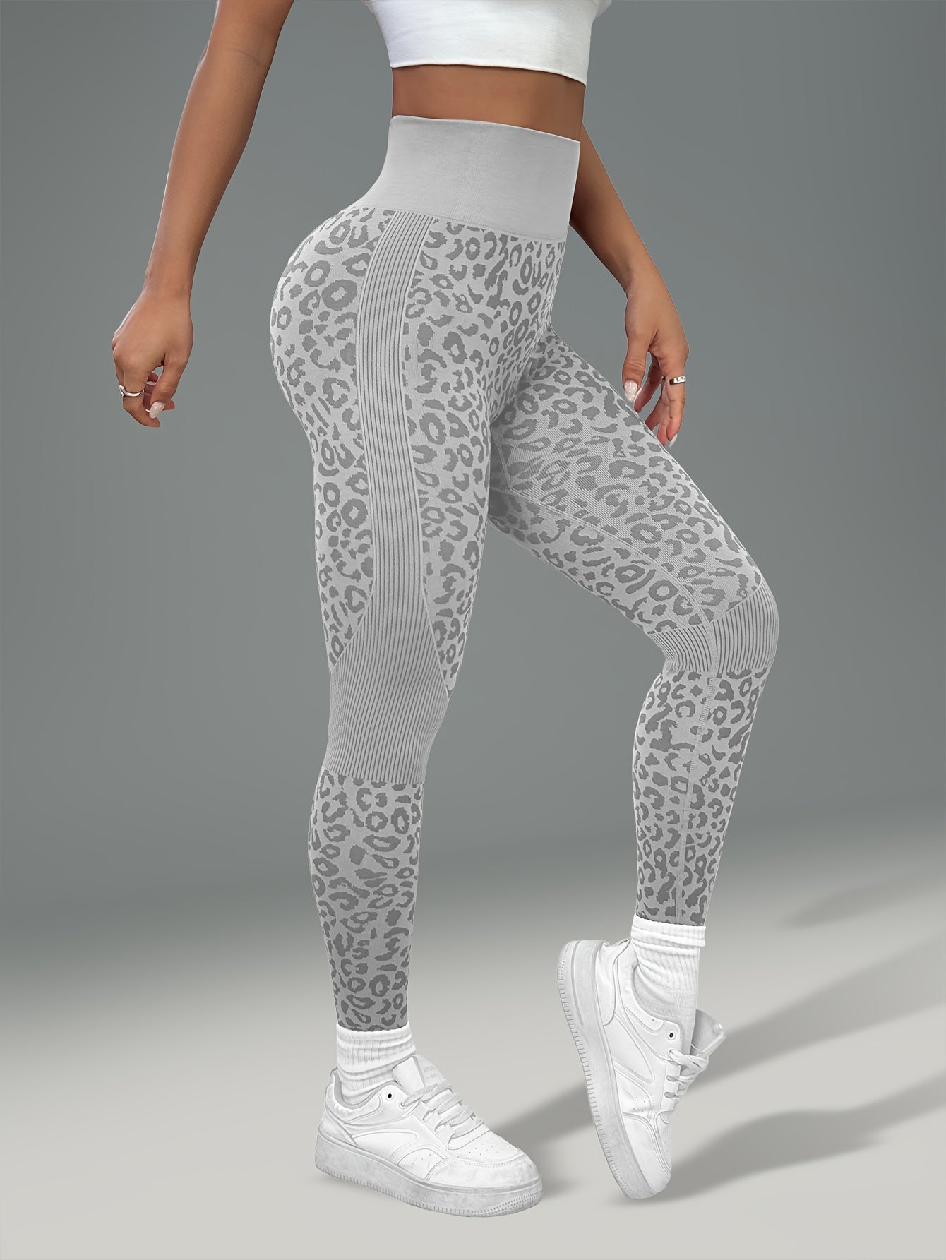 Women'S Leopard Print Yoga Pants - Non-Slip Workout Leggings with Elastic Waistband, Stretchy & Breathable Gym Pants for Yoga, Running, Casual Attire - All-Season Fitness Leggings in Pink & Leopard Print - Non-Slip Grip Activ