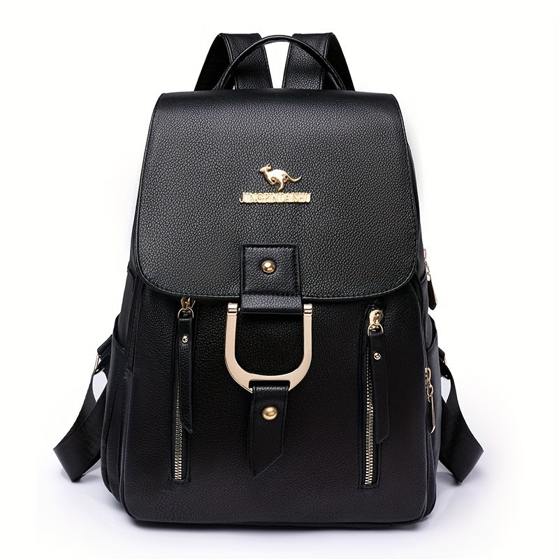 Women'S Large Capacity Nylon Backpack, Casual Style, Non-Washable, Adjustable Strap, Zip Closure, Polyester Lining, Carved Detail, Versatile for Daily Commute and Travel