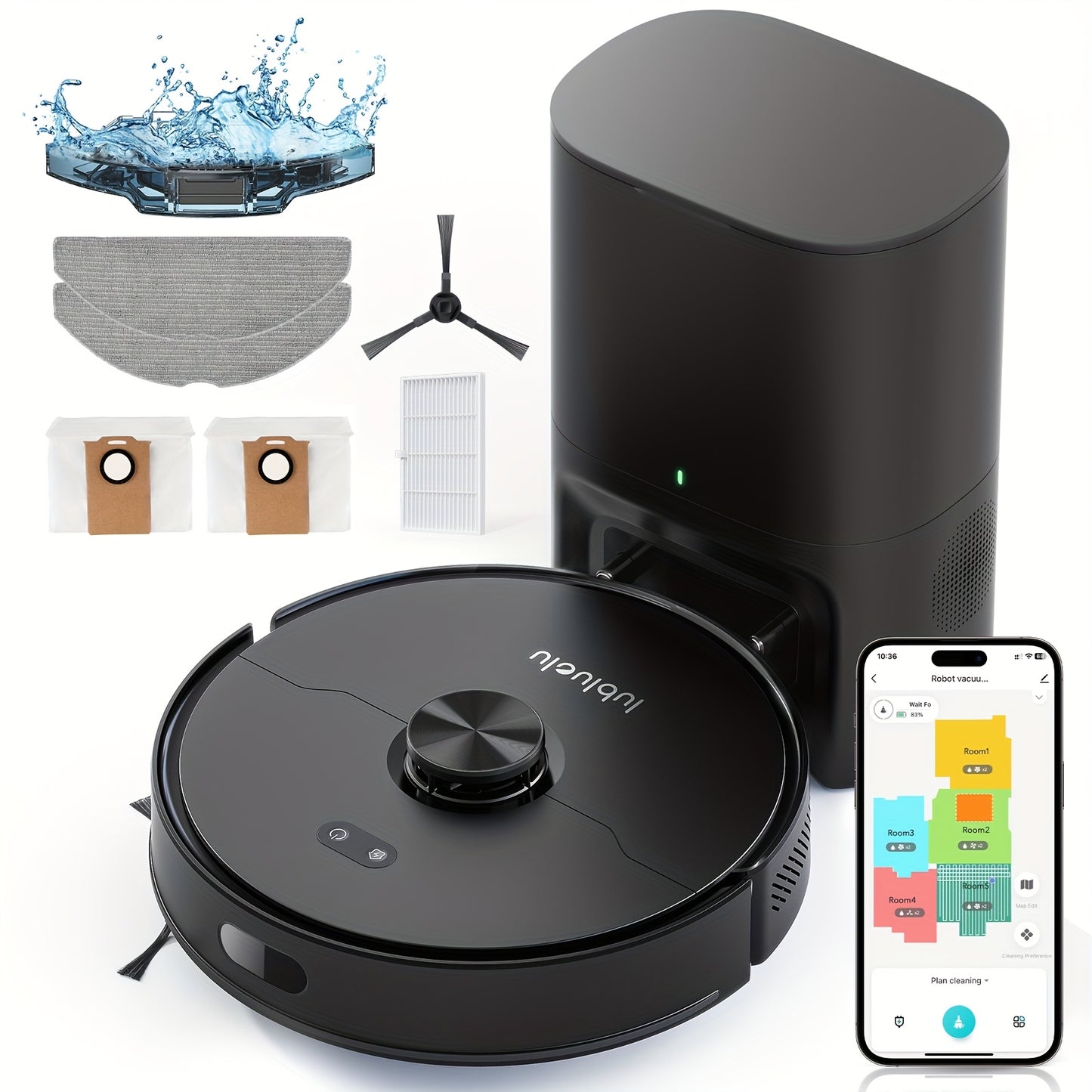 Lubluelu L15 MAX Robot Vacuum and Mop, 3-in-1 Sweeping & Vacuuming & Mopping, 3.0L Dust Bag, 70-Day Self-Emptying, 360° PSD Obstacle Avoidance, Diversified Cleaning, Mapping, Pet Hair Cleaning, Home Cleaning | Modern Robot D