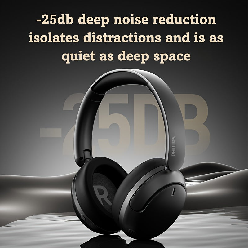 For Philips Wireless Over-Ear Headphones with ANC Noise Cancelling, 35-Hour Playtime, Foldable & Lightweight BT 5.4, USB-C Charging, High-Resolution Audio, Microphone, Heavy Bass - Ideal For Travel, Office, Mobile Phone, Comp
