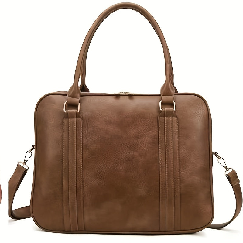 Vintage-Style Large Capacity Laptop Bag for Men & Women - Adjustable Crossbody Shoulder Bag with Detachable Strap, 3 Compartments, Tablet Pocket, Lightweight Durable Design for Office, Commuting & Travel, Laptop Carrying Case