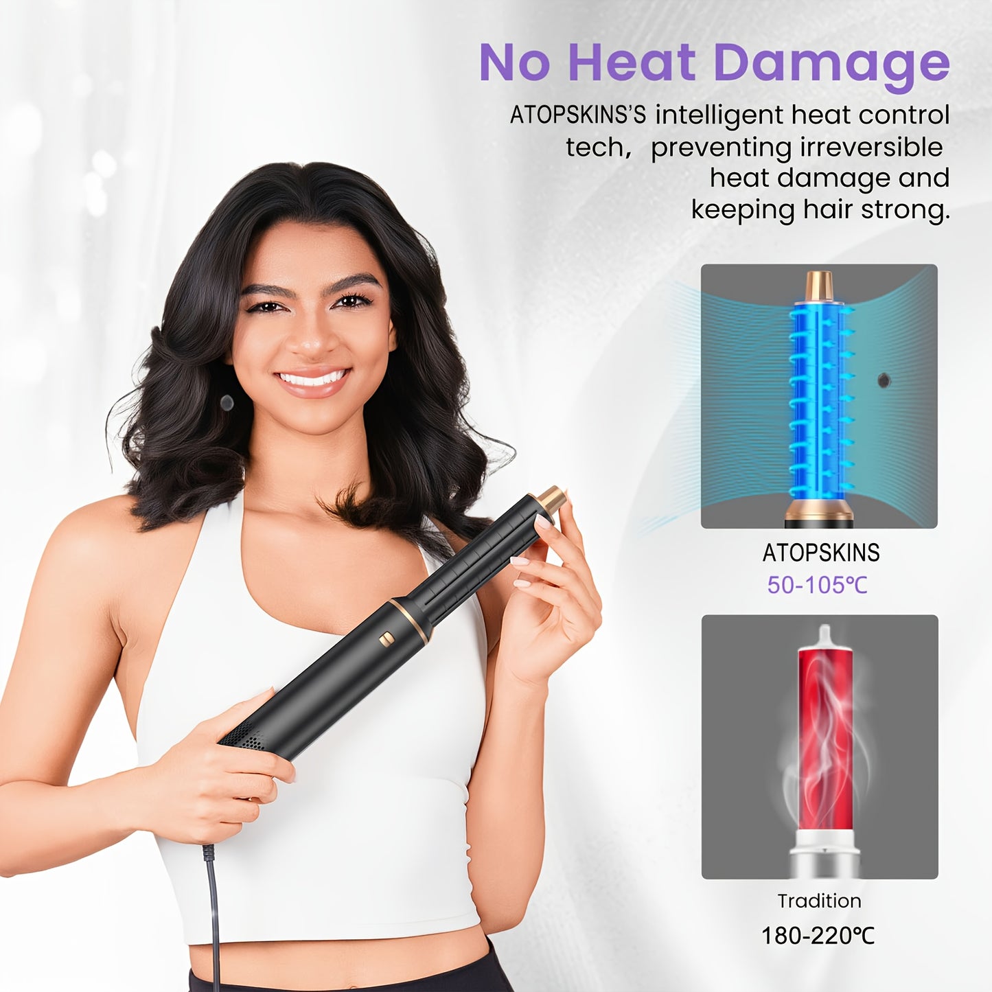 5-In-1 Hot Air Styling Brush with an Upgraded Detachable Design, Featuring a Hair Curler And a 1000W Hot Air Curling Wand, Equipped with an EU Plug.