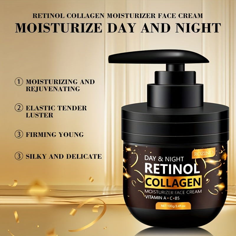 100g Retinol Collagen Day And Night Moisturizer Face Cream, Firming And Lifting Facial Skin, Hydrating More Tender, Safe And Reliable, Making Face Silky, Delicate And Tender, Improving And Revitalizing Facial Skin