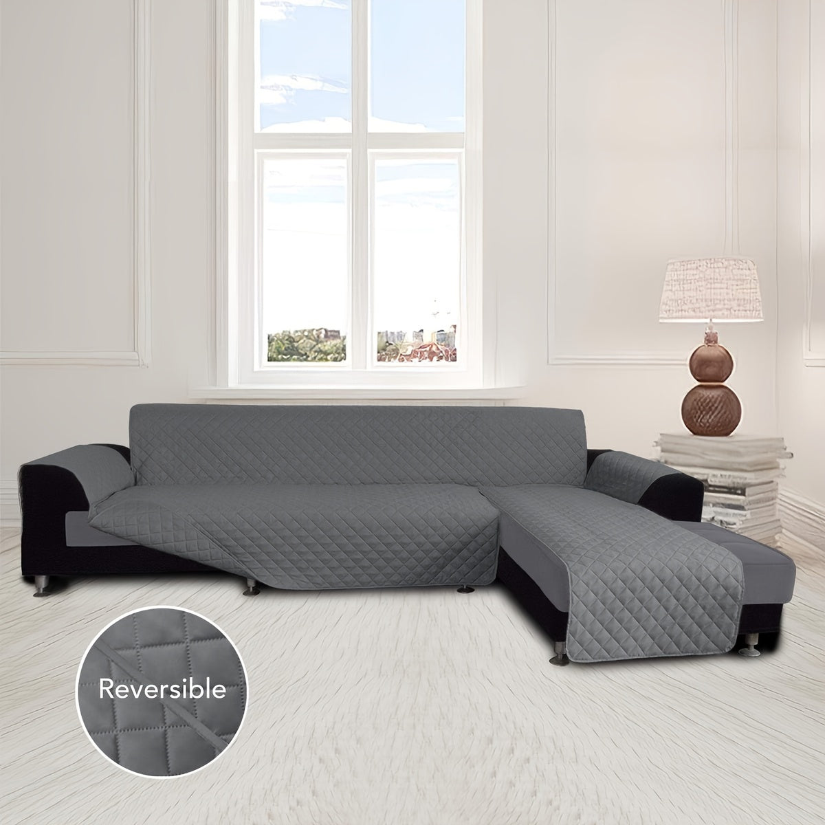 1pc Brushed Spring Polyester Two-Tone Double-Sided Chaise Lounge Cushion, Universal Sectional Sofa Cover for Left And Right Chaise.