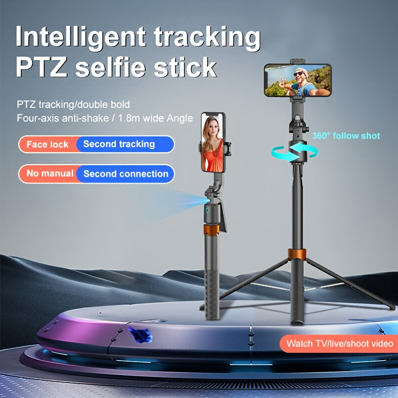 QAML  2025 NEW Q13 AI Selfie Stick Tripod with 360° Face Recognition Follow Mode, ai face tracking, auto face tracking tripod Multi-Function Phone Holder with Remote, Extendable Travel Tripod, Universal 1/4 Inch Screw Compat