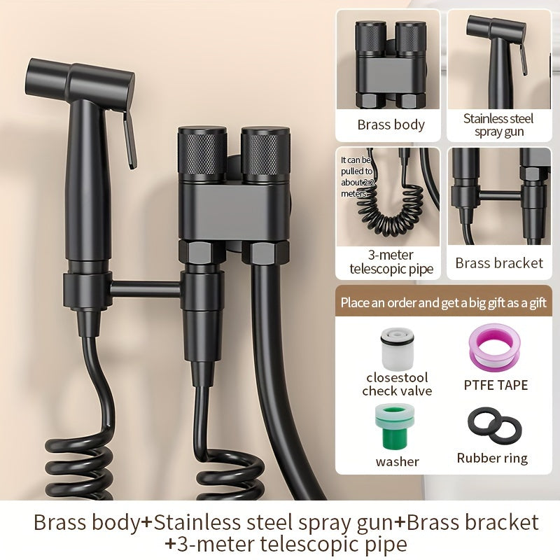 1pc Stainless Steel Handheld Bidet Sprayer - Powerful, Non-Electric Bathroom Cleaning Nozzle with Extendable Hose for Toilet Flushing & Personal Hygiene