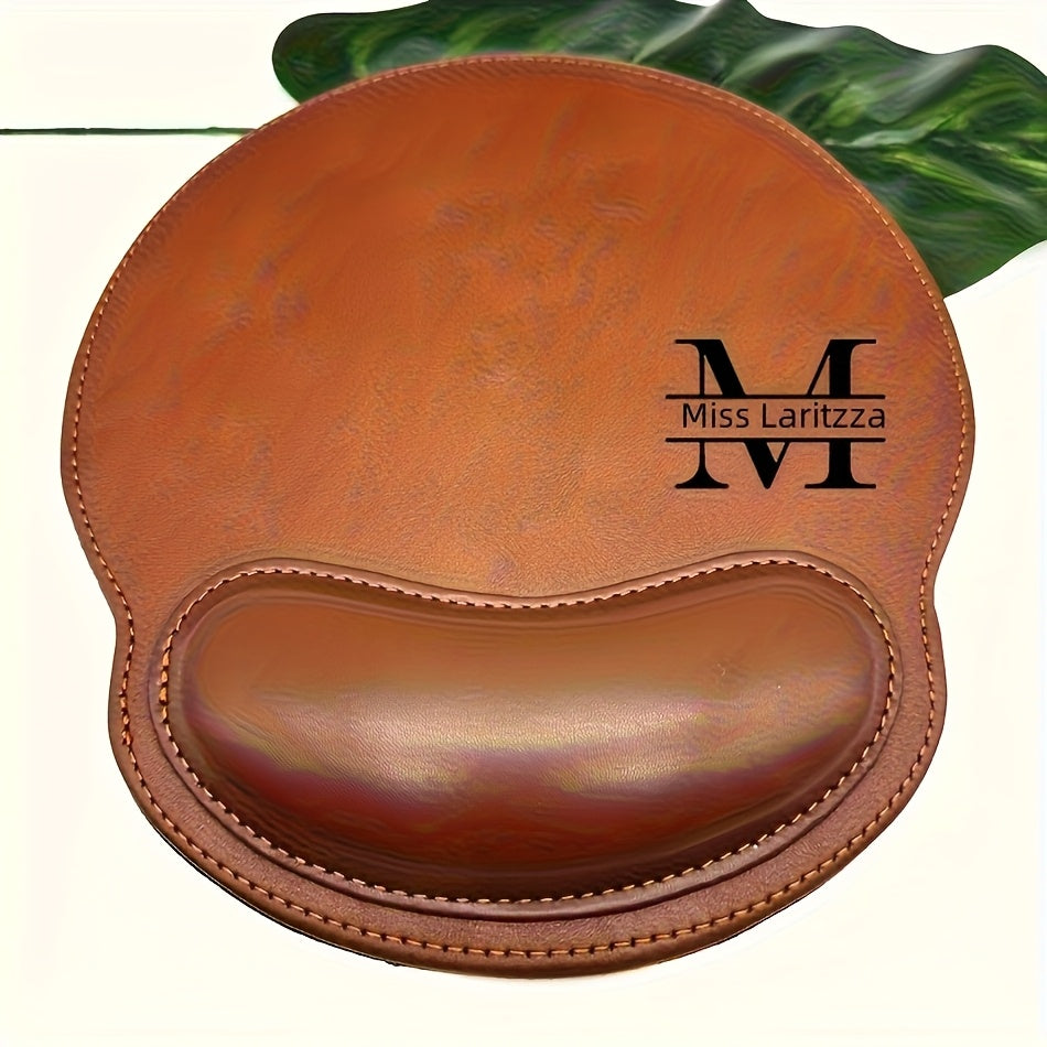 1pc Personalized Faux Leather Mouse Pad with Custom Text - Elegant Name/Letter Design, Wrist Support, Ideal for Office & Gaming, Perfect Gift for Valentine'S Day, Christmas, Anniversaries, Mouse Pads for Desk