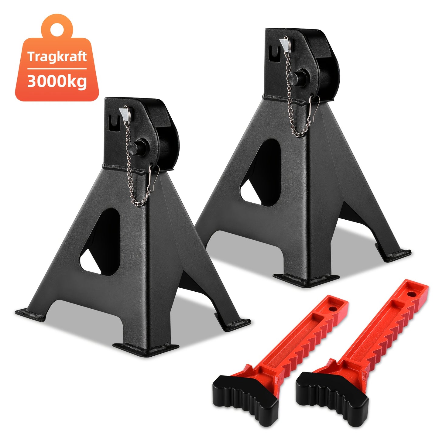 1-Pair Heavy Duty 6-Ton (12,0.0 g) & 3-Ton (6,0.0 g) Capacity Steel Jack Stands with Interlocking Stability, Secure Latches & Rubber Caps - Alloy Steel Construction, A-Frame Design for Car Repair, Vehicle Maintenance, Garage,