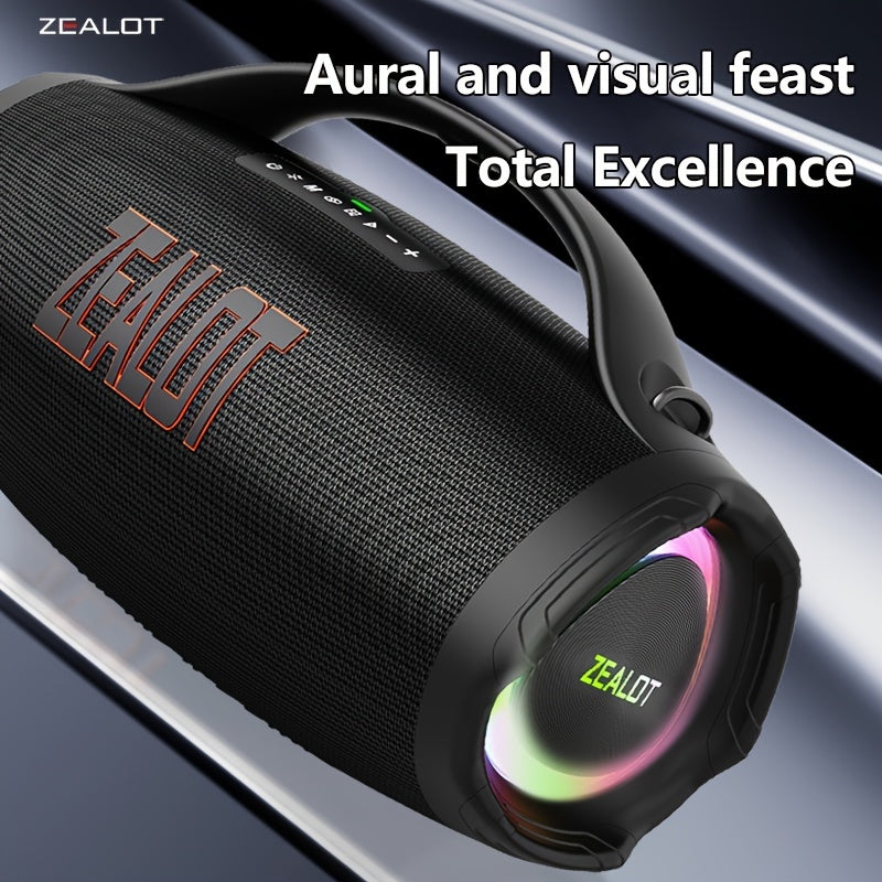 Zealot S98 Portable Wireless Speaker - 160W High-Power, 60H Playtime, IPX5, Fast Charging, Dual Pairing, Shocking Subwoofer, 36000mAh Battery, DSP Technology, Black with Red Accents