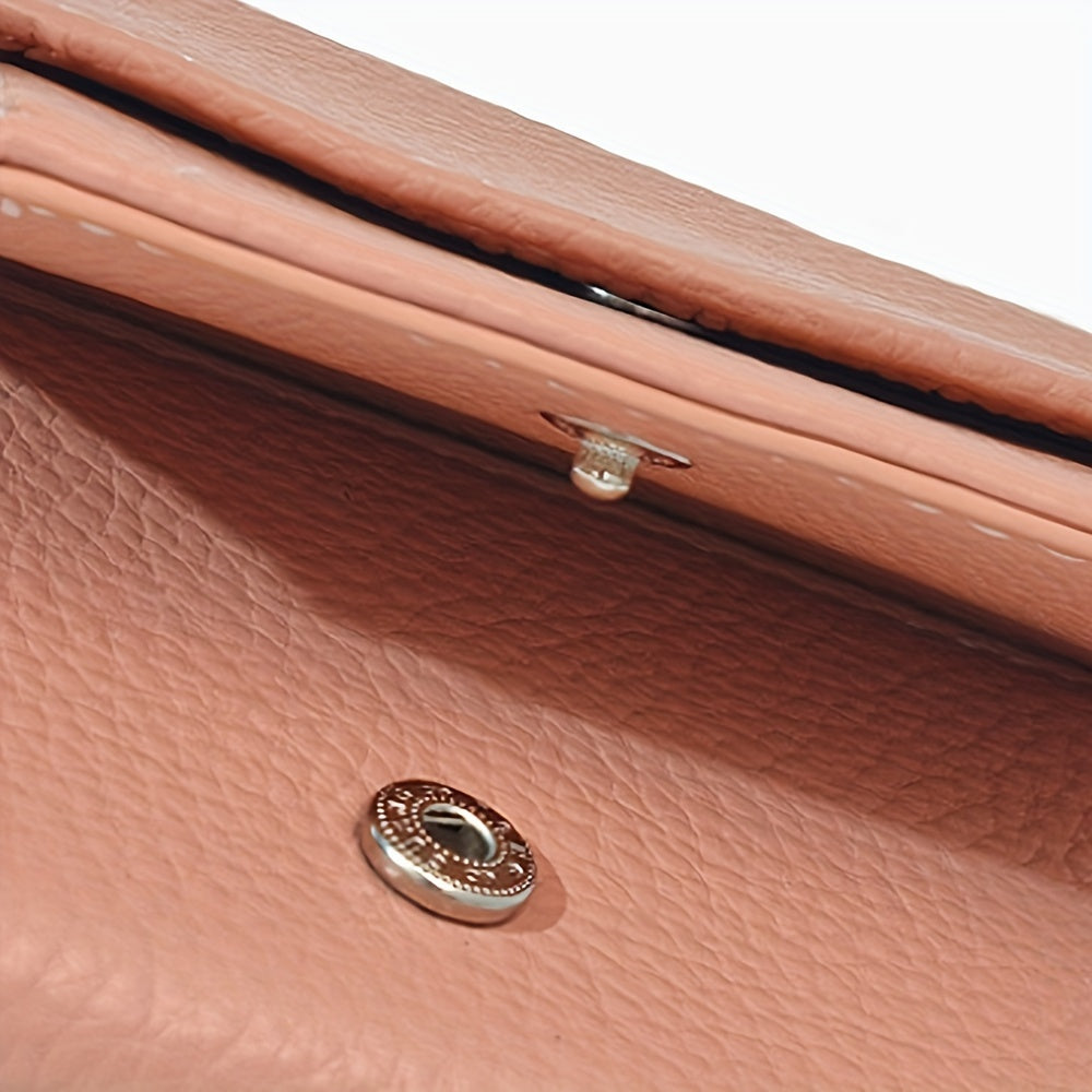 Women's Mini Wallet, Faux Leather Snap Button Coin Purse, Solid Coin Pockets, For Everyday