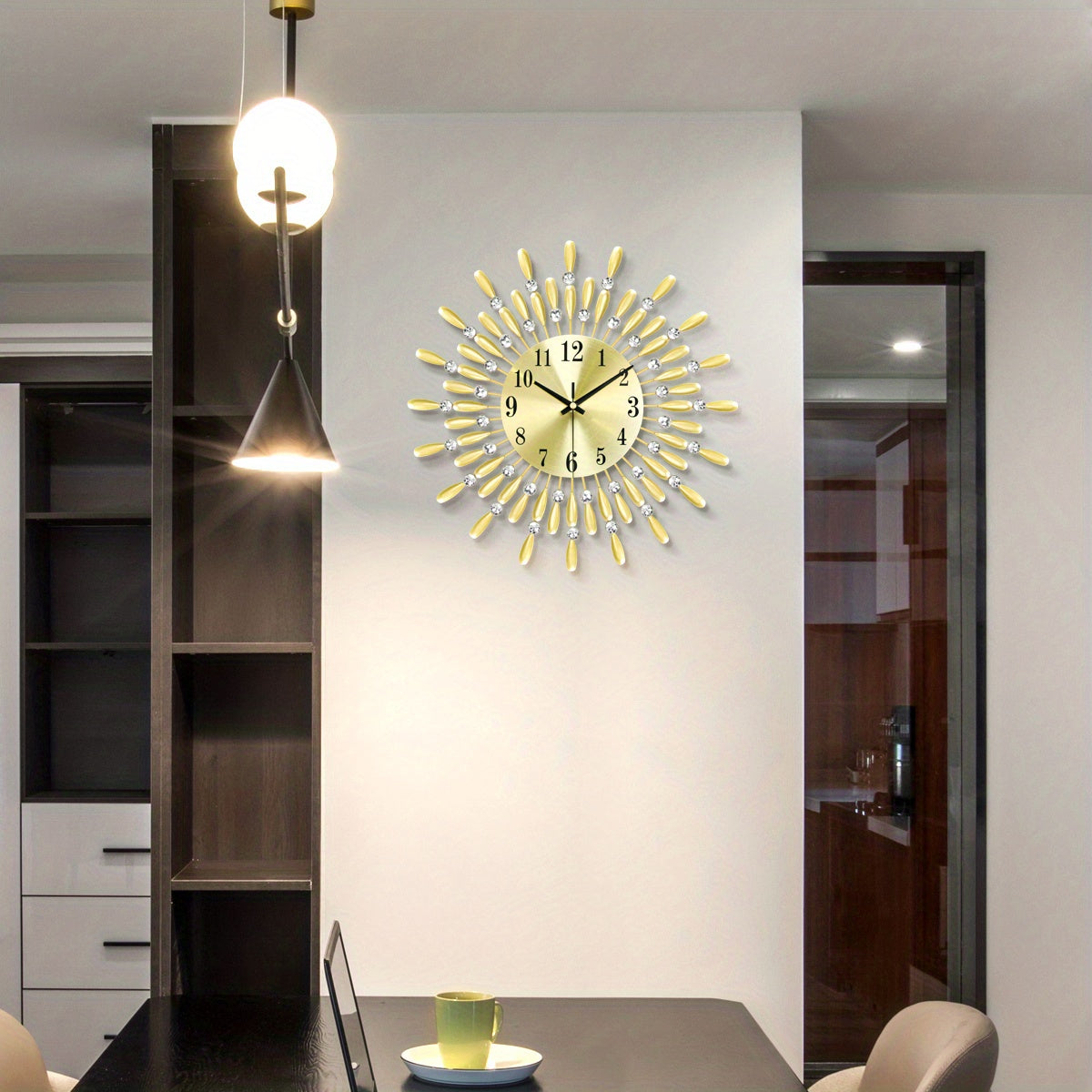 1pc 14.56 Inch Black Small Wall Clock For Living Room Decor, Modern Metal Wall Clocks For Kitchen Bedroom Office Decor, Non-Ticking Quiet Wall Clock Easy To Read