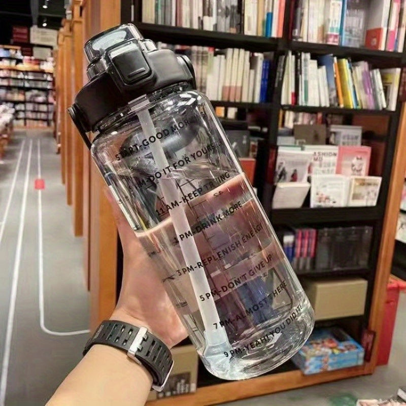 2L Sports Cup Water Bottle With Straw - Large Capacity, Portable & Durable For Outdoor Sports & Fitness!