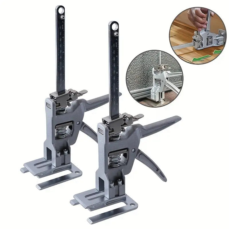 1pc Heavy-Duty Stainless Steel Manual Height Lifter with 30.48cm Adjustable Arm & Effort-Saving Mechanism - 199.58KG Load Capacity, Sturdy Base & Locking System for Walls, Cabinets, Windows, Doors, Furniture - Ideal for Const