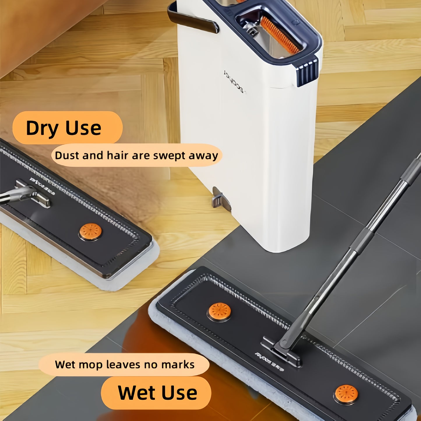 Mop And Bucket Set, Upgraded Slim Gap Storage 2-in-1 Hands-Free Mop Bucket Set, Integrated Scrubbing and Washing Design for Wooden Floors and Tiles, Space-Saving Portable Home Cleaning Tool, Comes with 2 Washable and Reusable