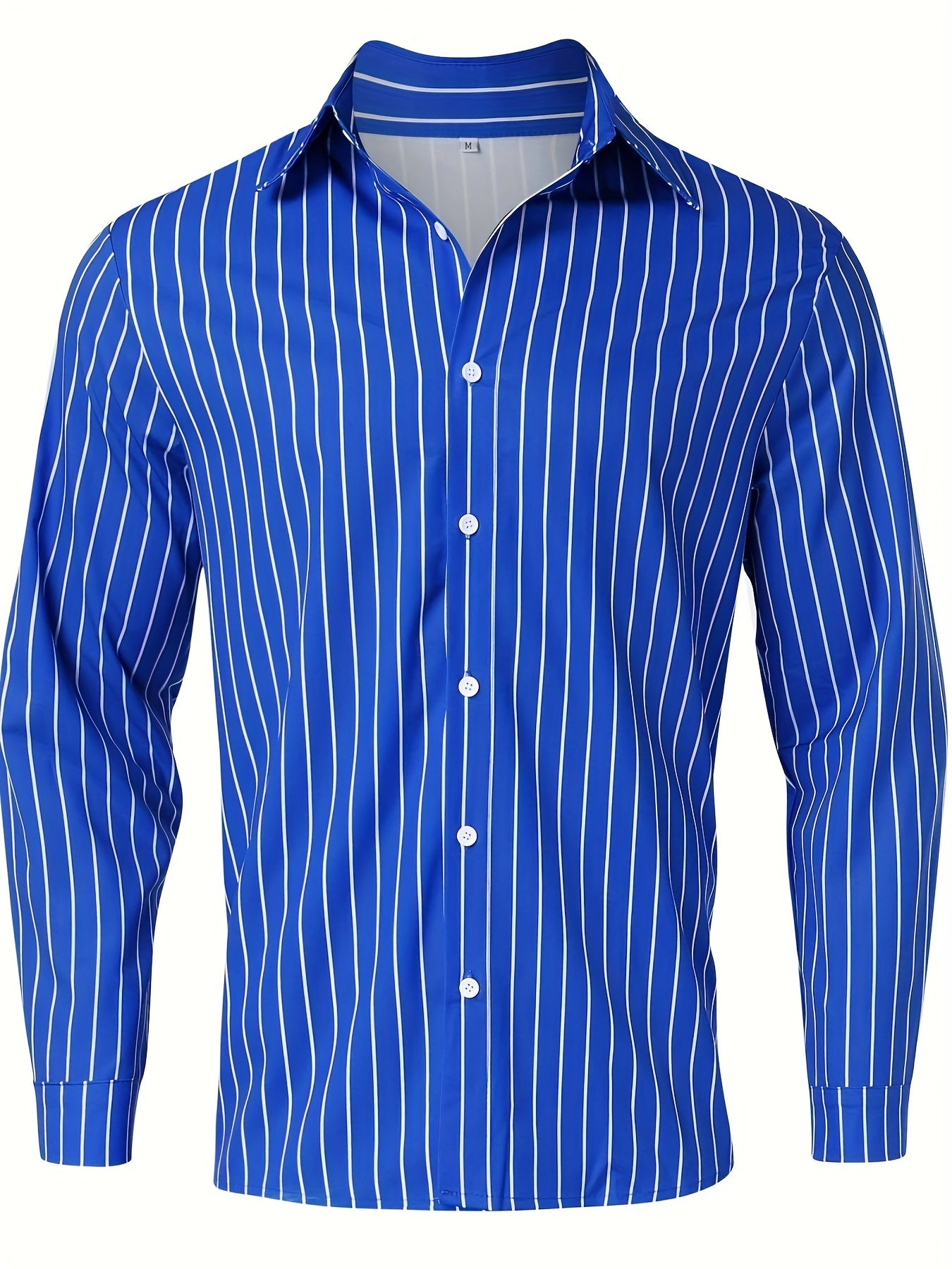 Casual Striped Men's Daily Thin Long Sleeve Button Up Shirt For Spring Summer Outdoor, Gift For Men