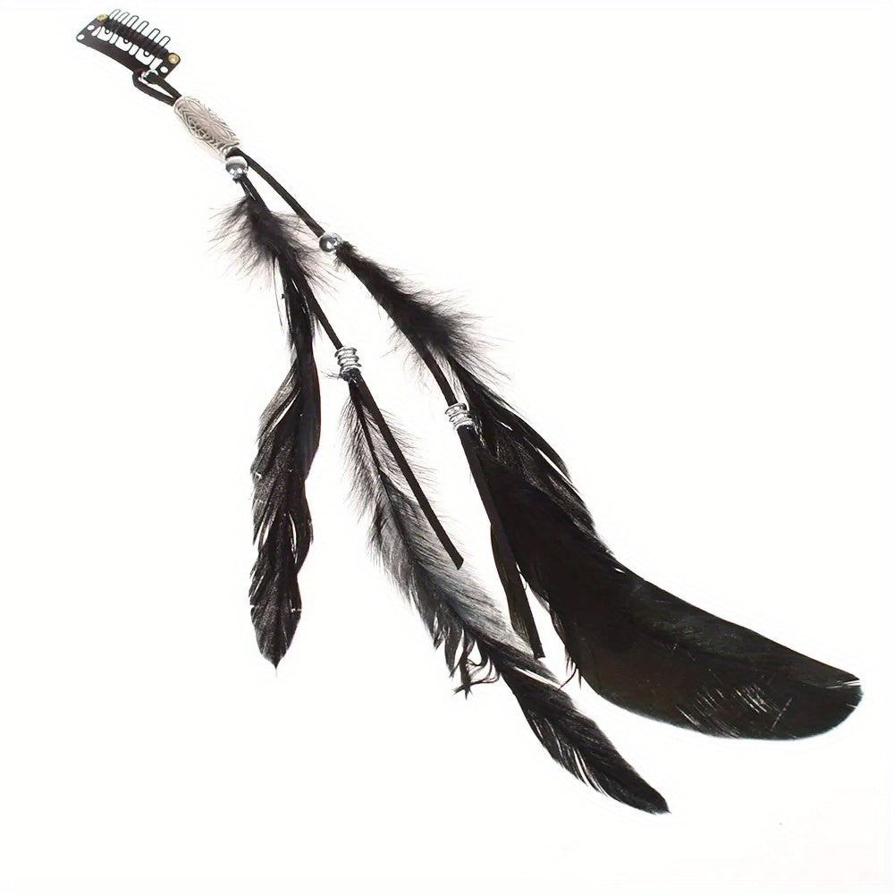 1pc Faux Feather With A Snap Clip Boho Style Feather Tassel Hair Extension Hair Clip For Women Daily Use