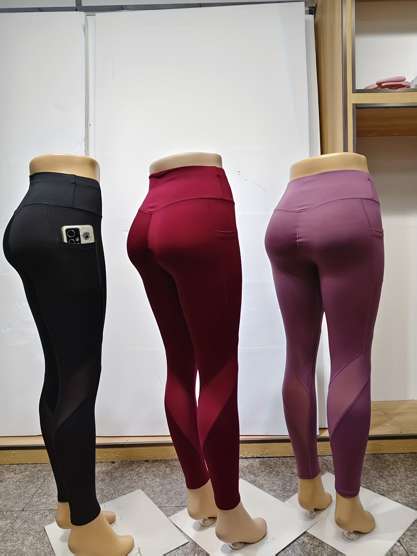 3-Pack Women'S High Waist Capri Yoga Pants, Moisture-Wicking Sports Leggings with Pockets, Breathable Polyester Knit Athletic Tights for Outdoor Fitness, Solid Color, 3/4 Length