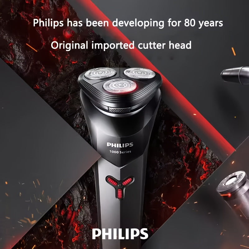 Philips Shaver Series 1000 Electric Hair Remover S1113 PowerCut Blade ContourFlex Razor Head Part IPX7 Fully Waterproof Automatic Sharpening 3D Floating Cutting Heads Ergonomic Design USB Charging, 1 Hour Full 30 Minutes Runt