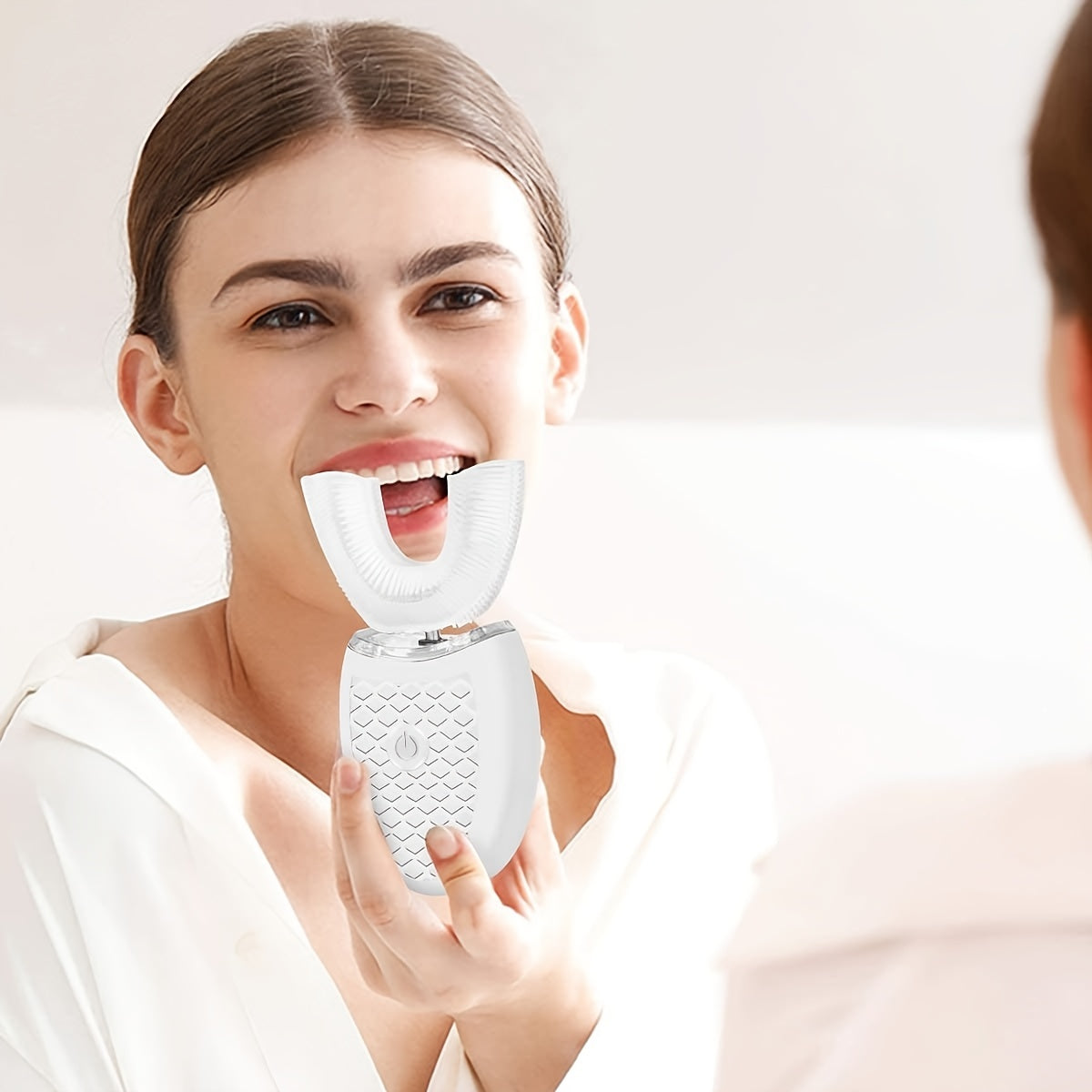 Electric Soundwave technology U-Shaped Toothbrush with LED Light - 360° Mouth Cleansing, 3 Whitening Modes, Rechargeable & Washable for Travel and Home Use, EAFC