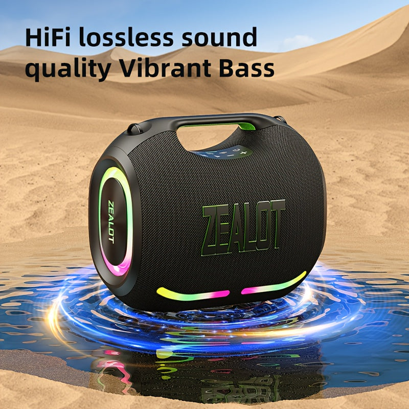 ZEALOT ZE01 120W High-power Wireless Speaker, Outdoor Portable, IPX5, And 4 Speakers, Built-in 24000mAh Battery, With RGB Color Lights, SD, USB, AUX, Internet Dual Pairing Function, Hands-free Calling, Supports Mobile Phones,