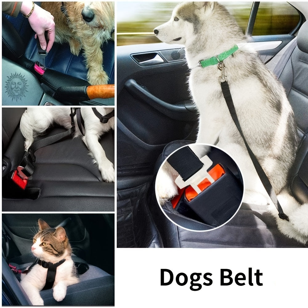 Keep Your Pet Safe On The Road: 1pc Retractable & Adjustable Pet Seat Belt For Cars